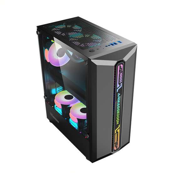 Armaggeddon Tritron Pro 300 ATX Gaming Case with 3x ARGB Fans - Black