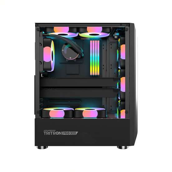 Armaggeddon Tritron Pro 300 ATX Gaming Case with 3x ARGB Fans - Black