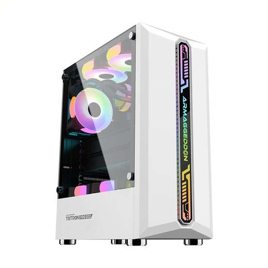 Armaggeddon Tritron Pro 300 ATX Gaming Case with 3x ARGB Fans - White