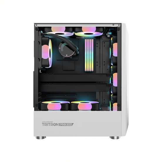 Armaggeddon Tritron Pro 300 ATX Gaming Case with 3x ARGB Fans - White