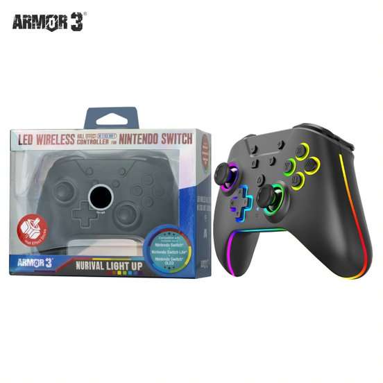 Armor3 NuRival Wireless Hall Effect Stick Game Controller For Switch - Black
