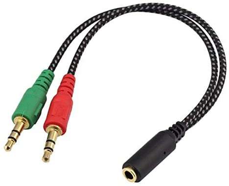3.5mm Female - 3.5mm Male+Mic Splitter Cable