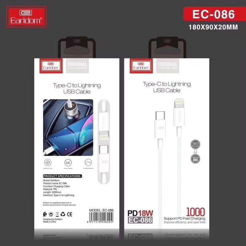 Earldom EC-086 PD 18W Type-C/iPhone 1M Cable