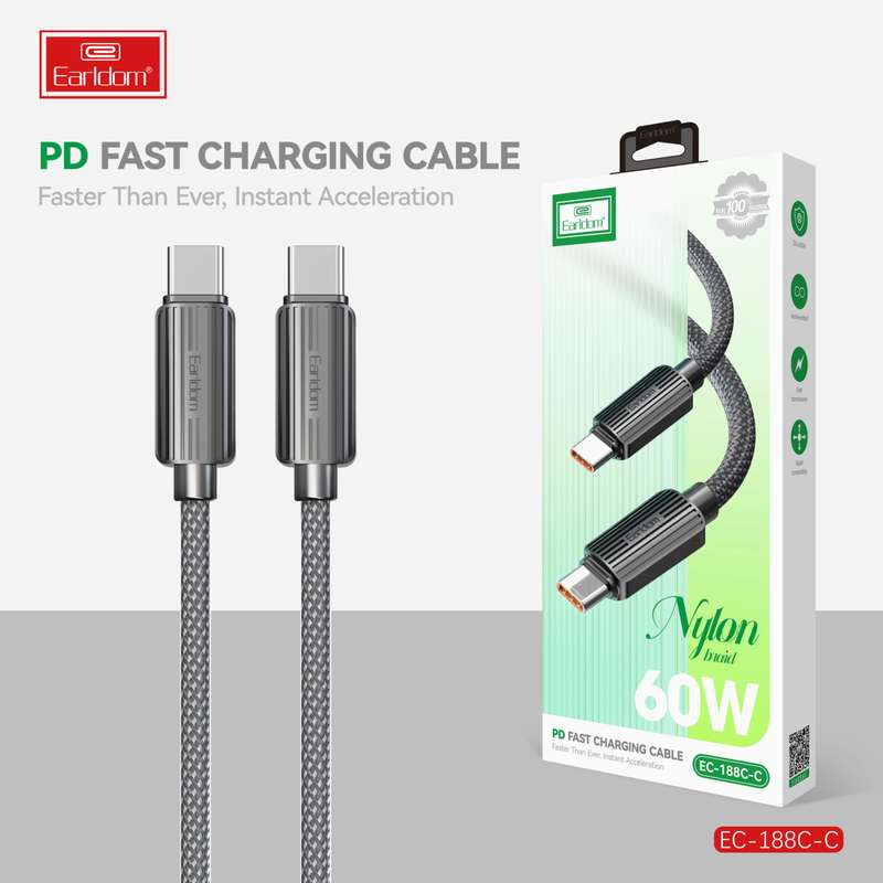Earldom EC-188C-C Nylon 60W Type-C-Type-C Cable