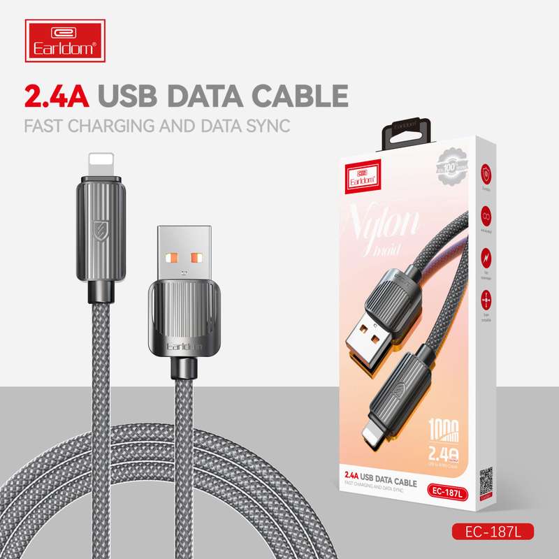 Earldom EC-187L Nylon 2.4A iPhone Cable