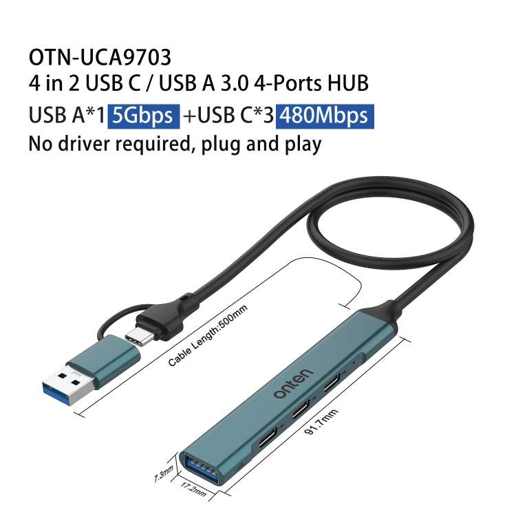 Onten UCA9703 4in2 Hub