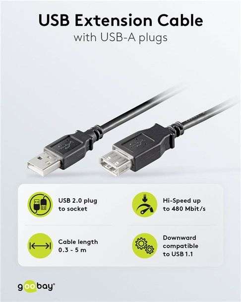 Goobay USB 2.0 Hi-Speed 5m Printer Cable - Black