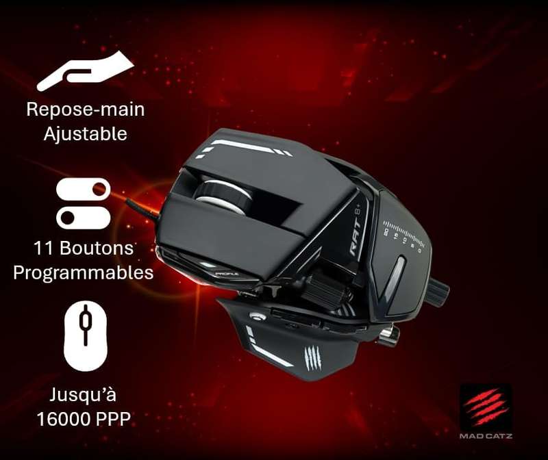 Mad Catz R.A.T. 8+ Wired Fully Adjustable Gaming Mouse - Black