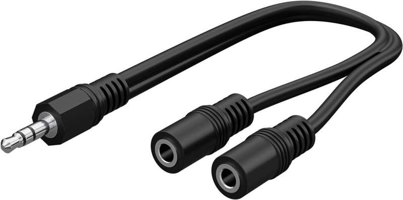 Goobay 3.5 mm Audio Y Cable Adapter, 1x Male to 2x Female Stereo