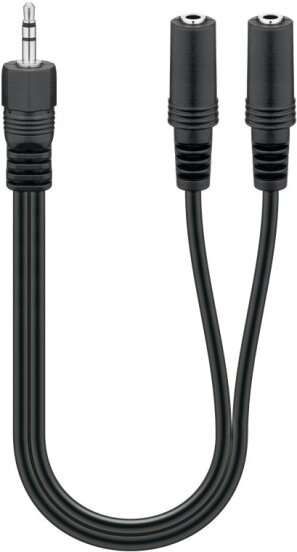 Goobay 3.5 mm Audio Y Cable Adapter, 1x Male to 2x Female Stereo