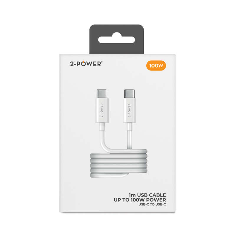 2-Power 1m 100W USB Cable USB-C to USB-C for Data and Charging | 2PUC1M05W