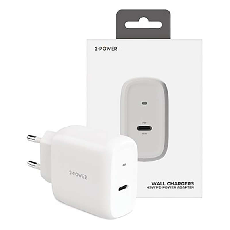 2-Power High Quality 45W USB Type-C Wall Charger | 2PWC45W01G-EU