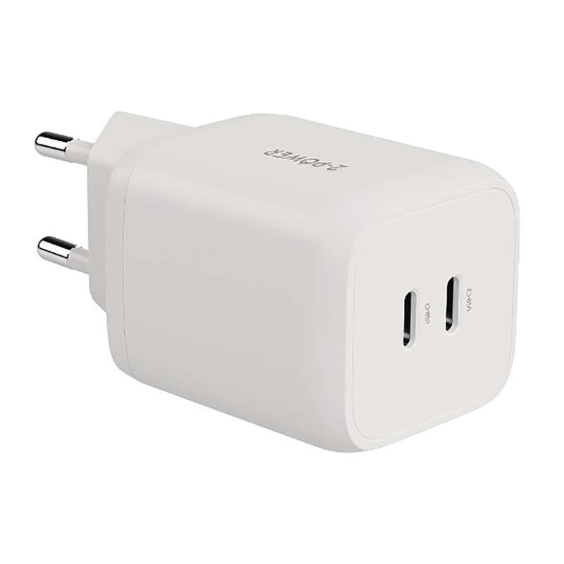 2-Power High Output 65W Dual USB Type-C Port Wall Charger | 2PWC65W02G-EU