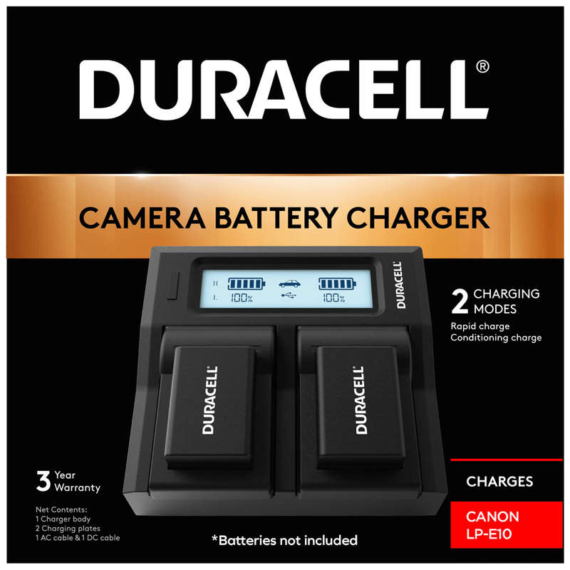 Dual Charger for Canon LP-E10 Batteries by Duracell | DRC6105-EU
