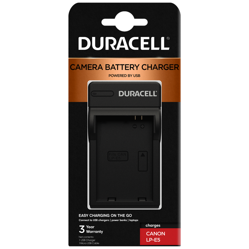 Charger for Canon LP-E5 Battery by Duracell | DRC5906