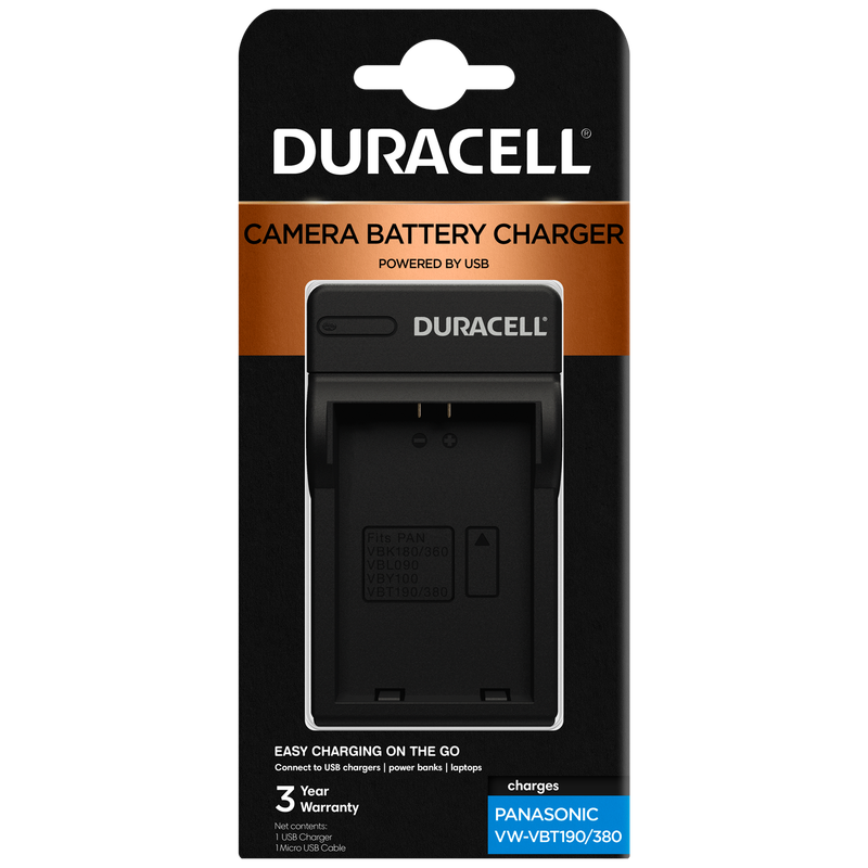 Charger for Panasonic VW-VBT190 and VW-VBT380 Battery by Duracell | DRP5962
