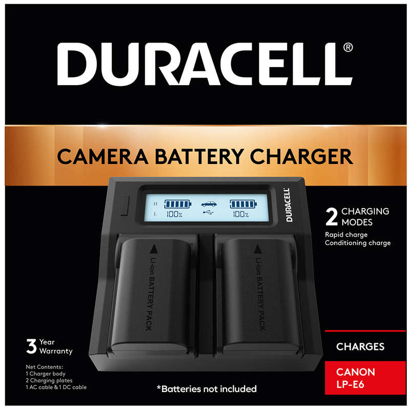 Dual Charger for Canon LP-E6 Batteries by Duracell | DRC6103-EU