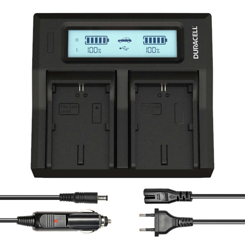Dual Charger for Canon LP-E6 Batteries by Duracell | DRC6103-EU