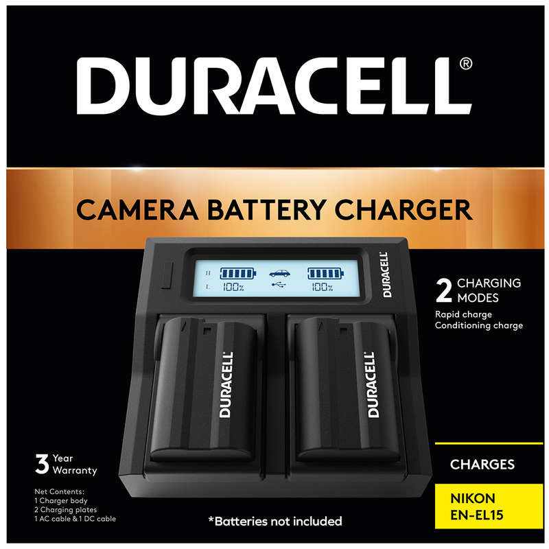 Dual Charger for Nikon EN-EL15 Batteries by Duracell | DRN6113-EU