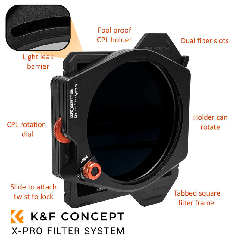 K&F X-Pro Filter System with CPL and ND1000 for 67-82mm lenses | SKU.1878