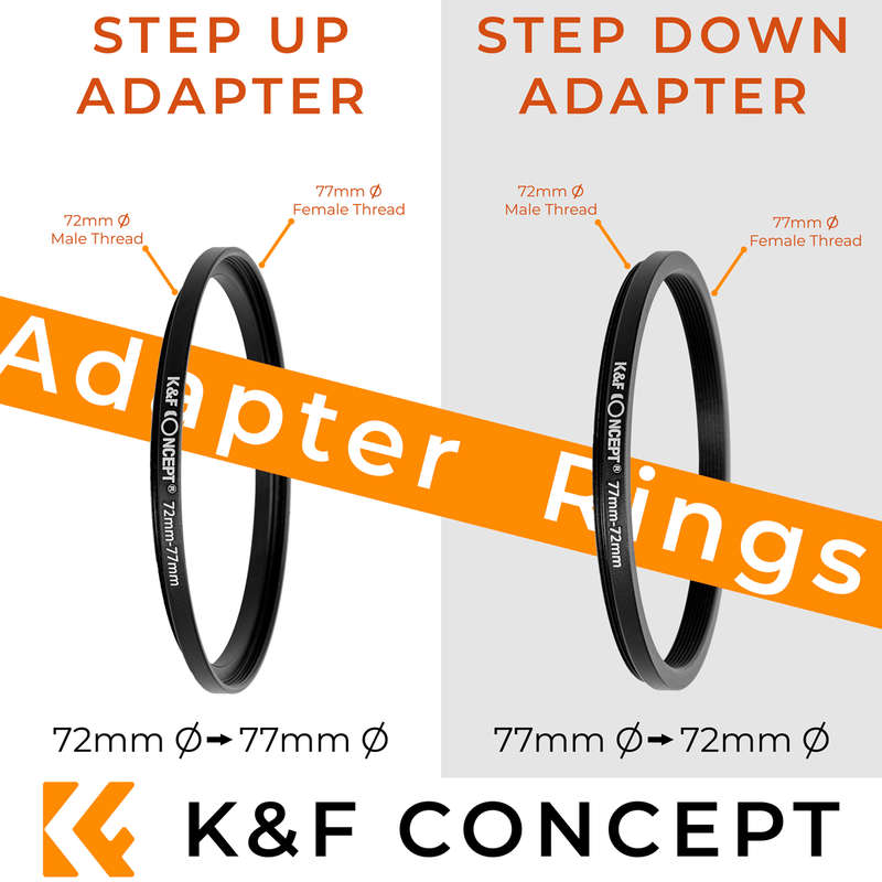 K&F 18 Piece Step Up and Step Down Adapter Ring Set 37mm-82mm | SKU0629