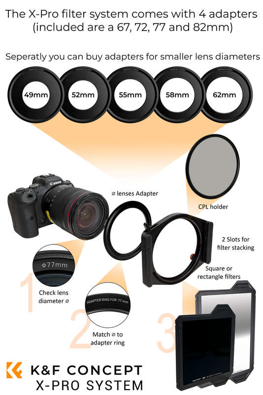 K&F 49mm Adapter Ring for the X-Pro Filter System | KF05.307