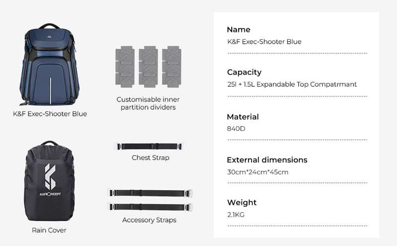 K&F Exec-Shooter Blue the Premium Choice in Camera Backpacks | KF13.105V2