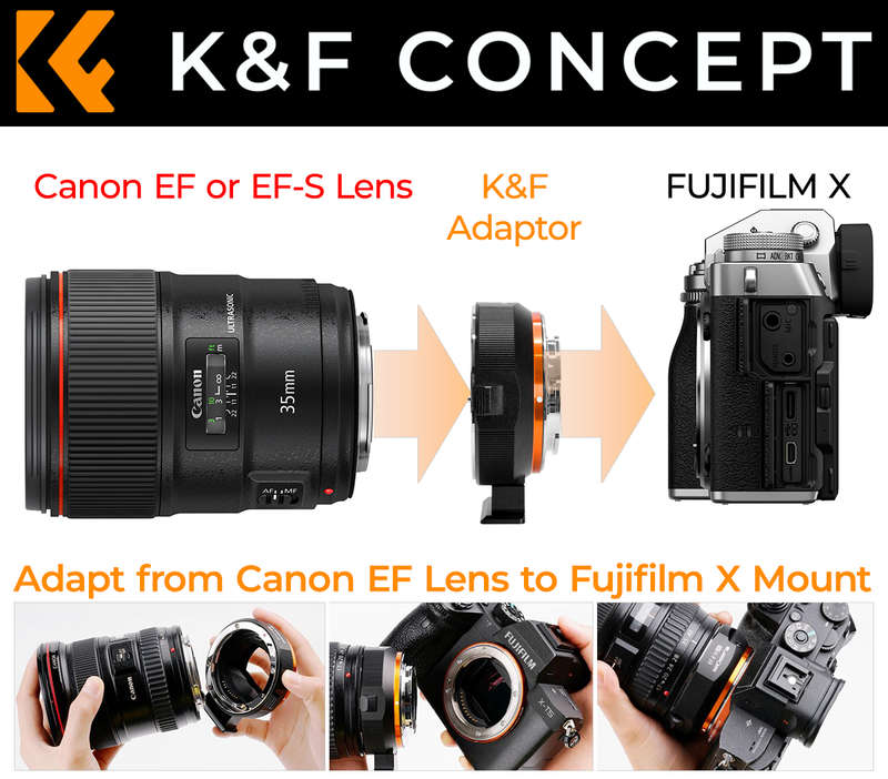 K&F Lens Adapter for Canon EF Lenses to FUJIFILM X Mount Cameras | KF06.465