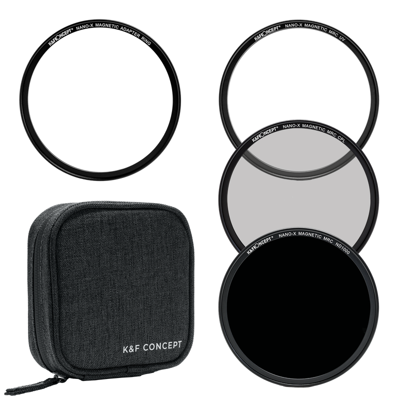 K&F 58mm Magnetic Filter Kit with UV a CPL and ND1000 in a Pouch | SKU.1622