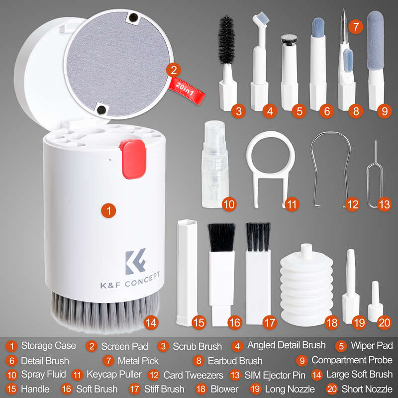 K&F 20-in-1 Cleaning Kit to Care for and Maintain your Devices | SKU.2078
