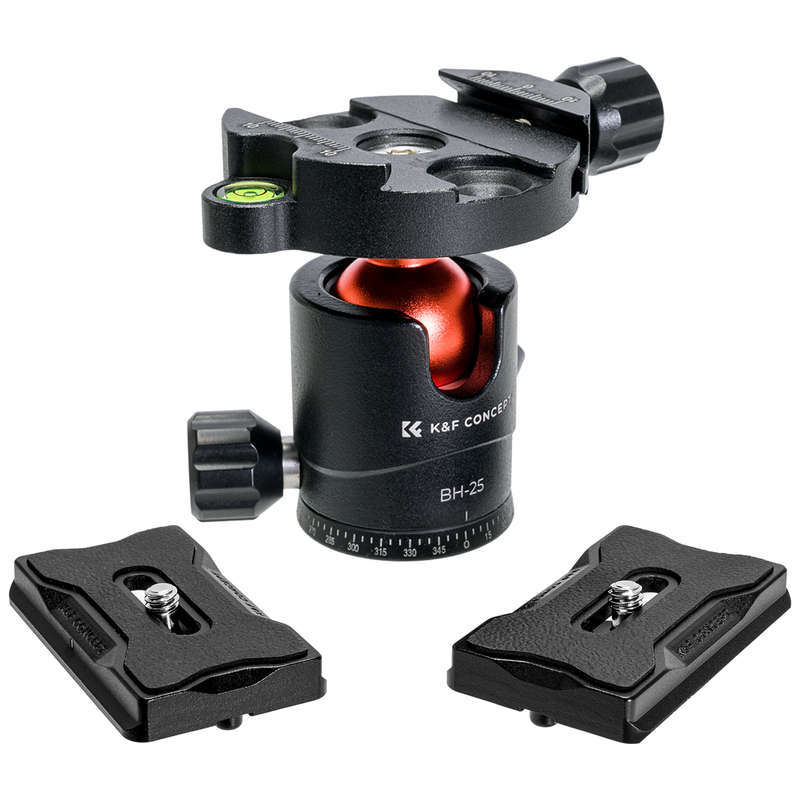 K&F 25mm Ball Head with 8kg payload and 2 Quick Release Plates | KF31.029V3
