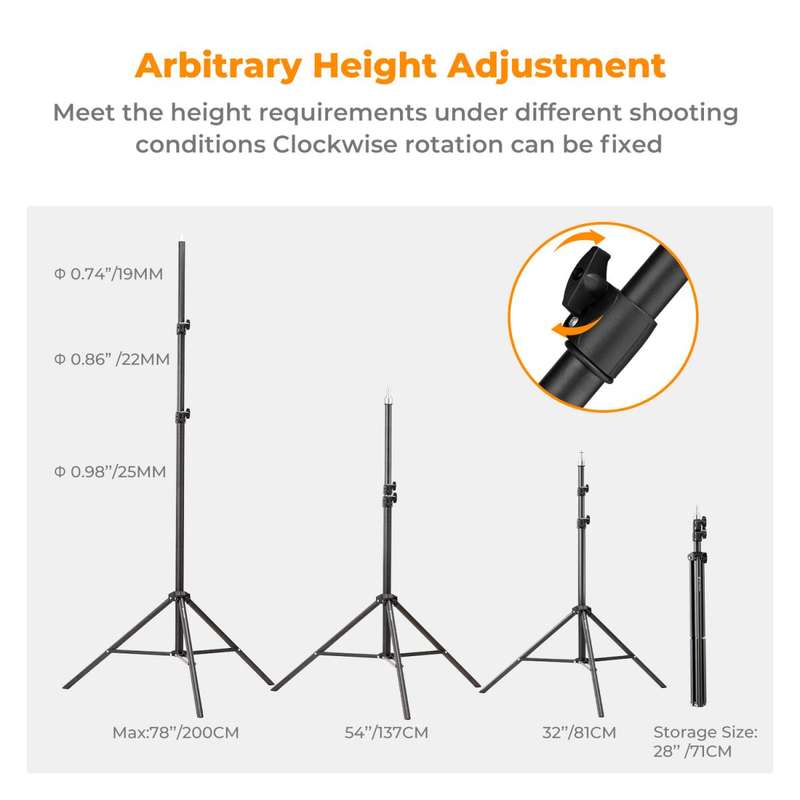 K&F 2m Light Stand for 5kg Loads Ideal for Hobbyist Creators | KF34.041