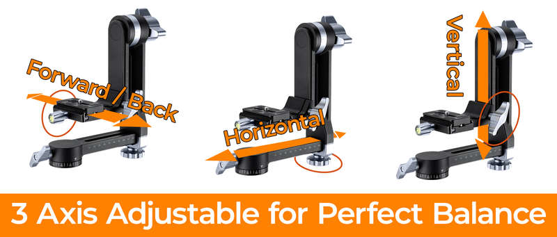 K&F Gimbal Head adjustable on 3 Axes for Long Lens Photography | KF31.052