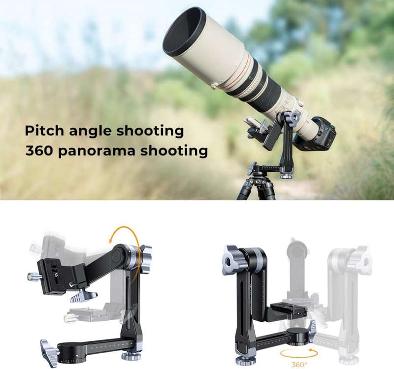 K&F Gimbal Head adjustable on 3 Axes for Long Lens Photography | KF31.052