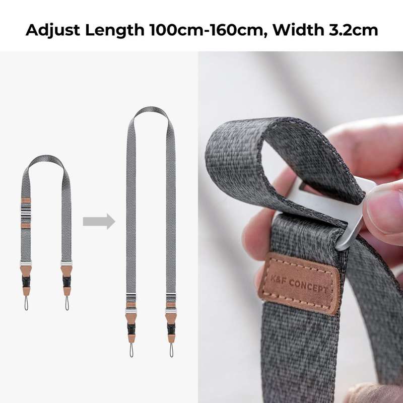 K&F 32mm Silver Camera Strap for the Sophisticated Photographer | KF13.115