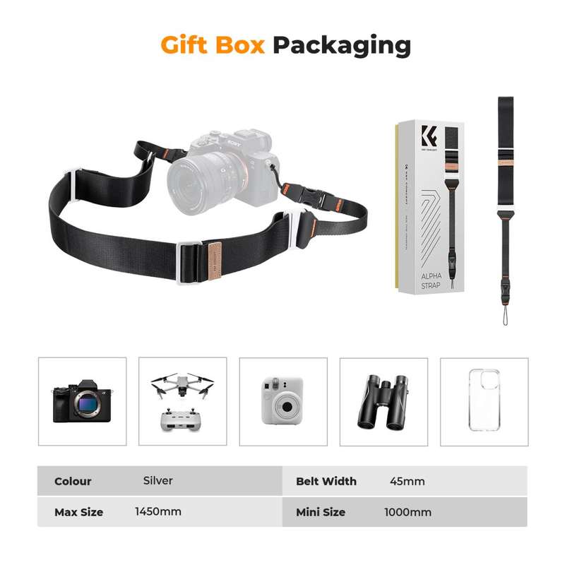 K&F 45mm Black Camera Strap for Very Large Camera Setups | KF13.132V1
