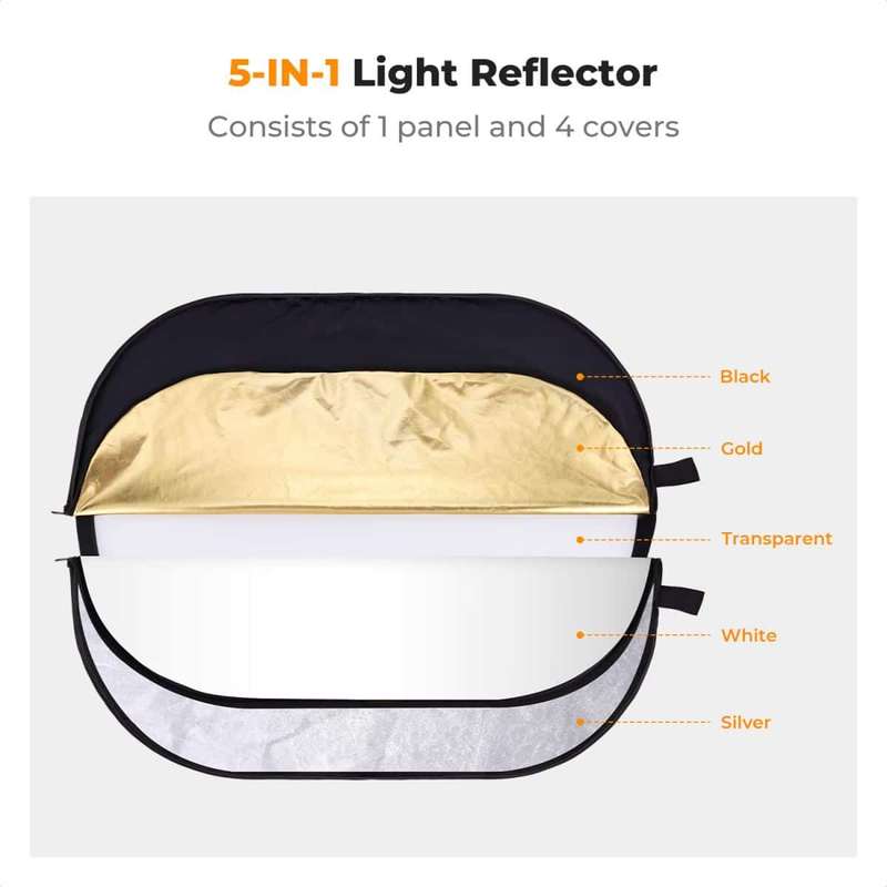 K&F 5-In-1 Collapsible Reflector Oval 60x90cm | KF18.0010