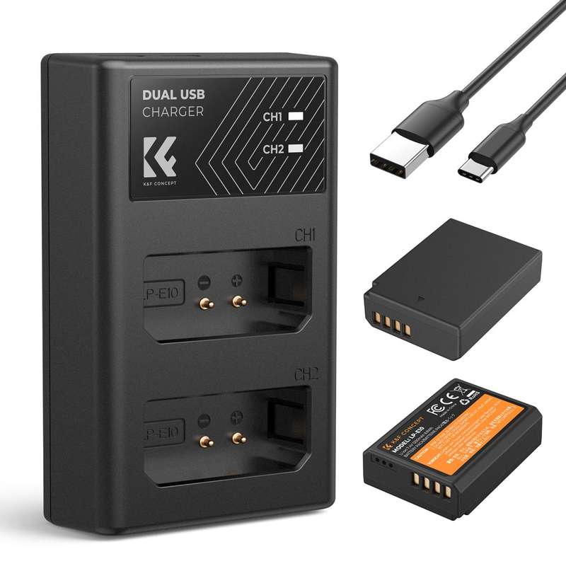 K&F Canon LP-E10 Battery Kit - 2 Batteries and Dual Charger | KF28.0028