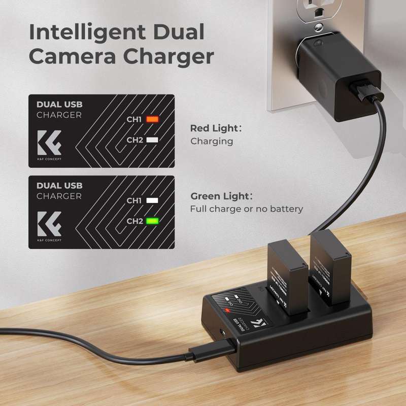 K&F Canon LP-E12 Battery Kit - 2 Batteries and Dual Charger | KF28.0029