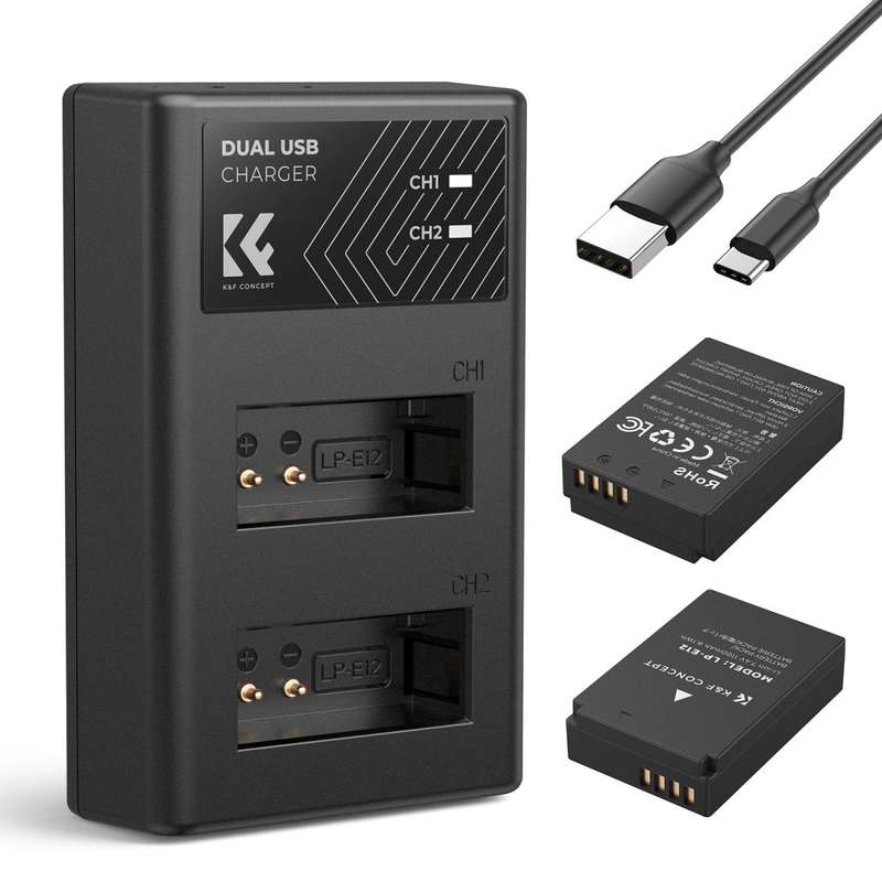 K&F Canon LP-E12 Battery Kit - 2 Batteries and Dual Charger | KF28.0029