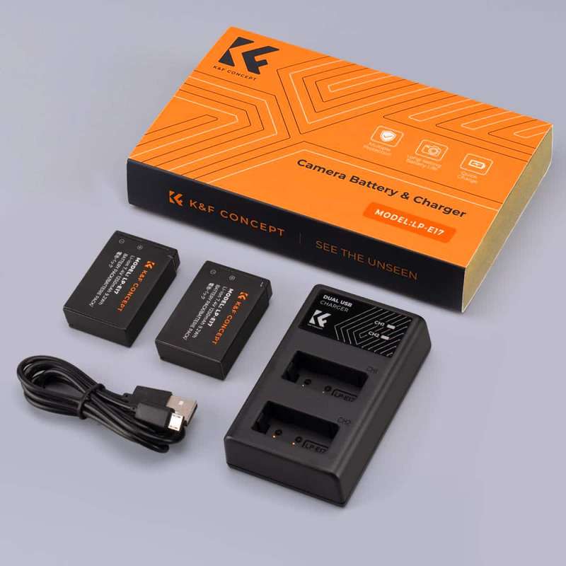 K&F Canon LP-E17 Battery kit - 2 Batteries and Dual Charger | KF28.0014