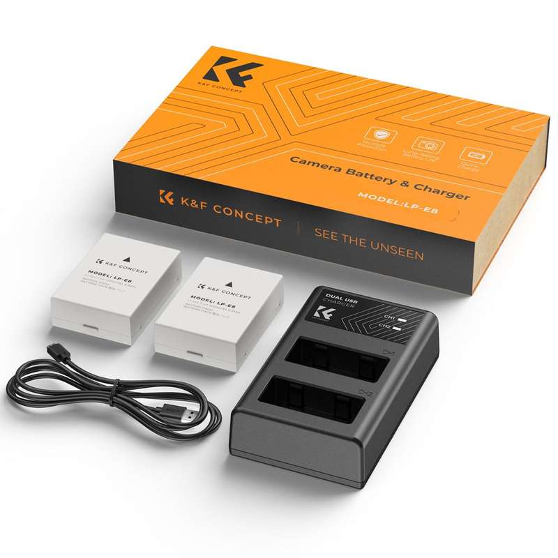 K&F Canon LP-E8 Battery Kit - 2 Batteries and Dual Charger | KF28.0027