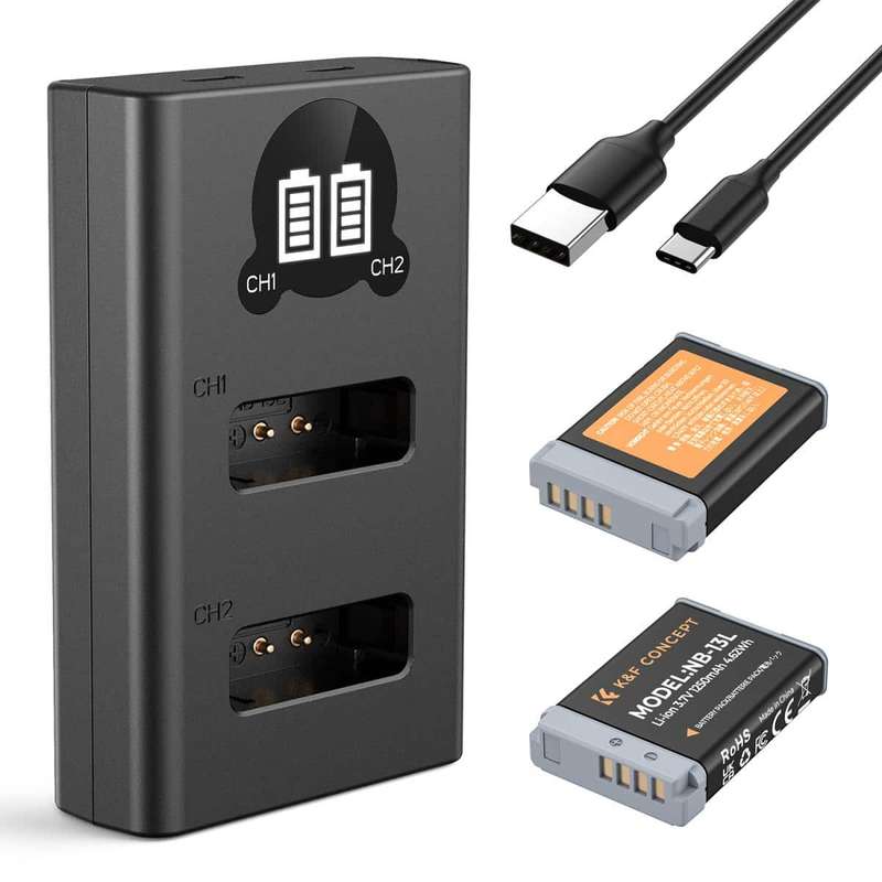 K&F Canon NB-13L Battery Kit - 2 Batteries and Dual Charger | KF28.0043