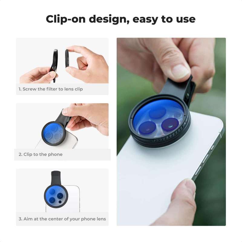 K&F Clip-On Circular Polariser Filter for any Mobile Phone | KF01.2676