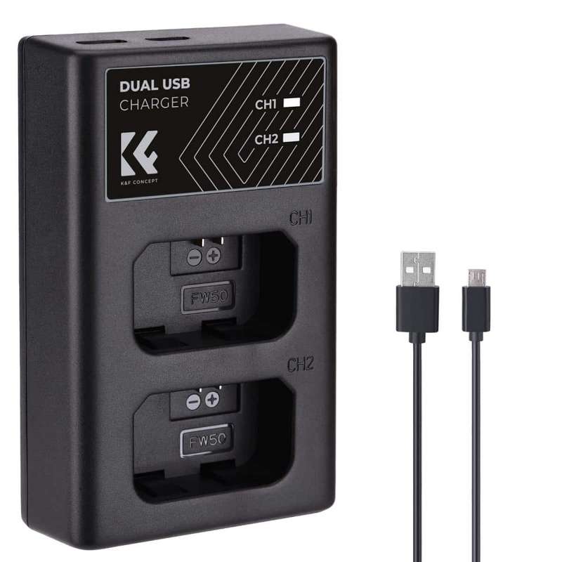 K&F Dual Charger for Sony FW-50 batteries | KF28.0009
