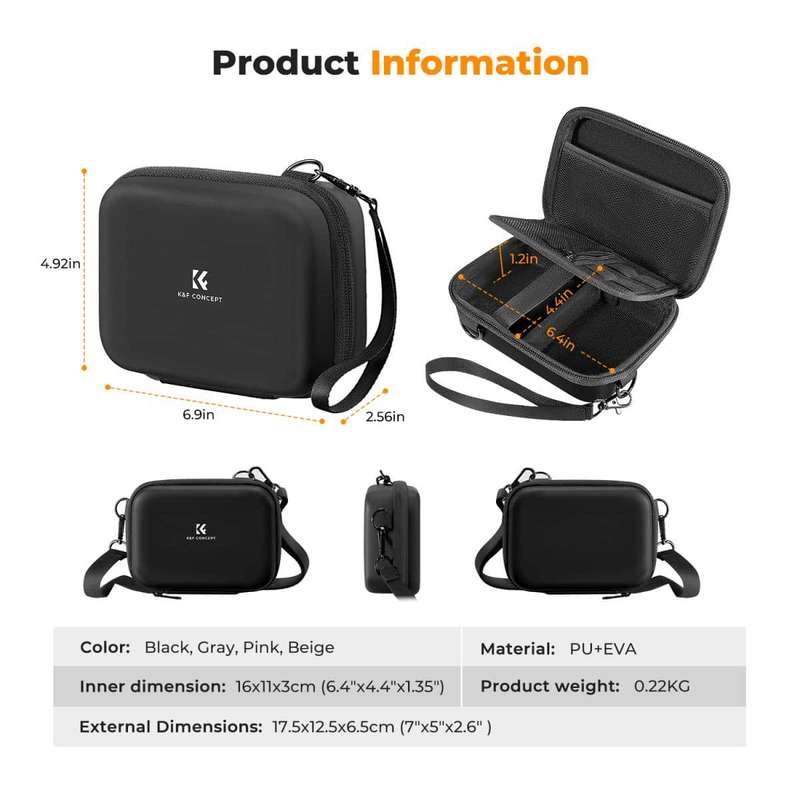 K&F Electronics Case (Black) Protect your Tech when Traveling | KF13.167