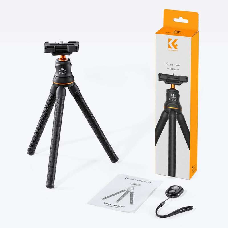 K&F Flexible Mini Tripod with Bendable Legs and Bluetooth Remote | KF09.129