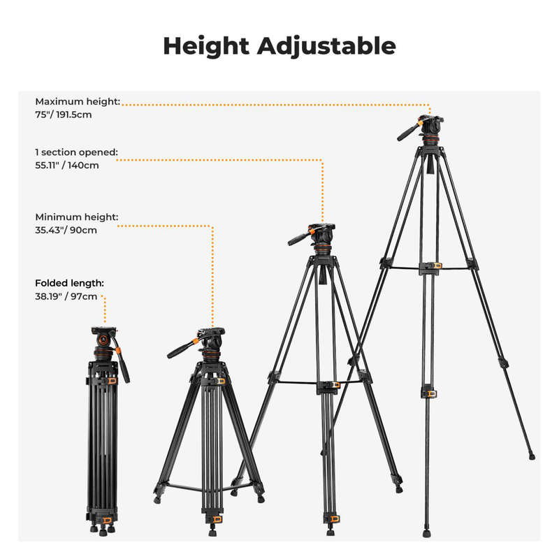 K&F Fluid-Director Video Tripod with 75mm Bowl for Professionals | KF09.148