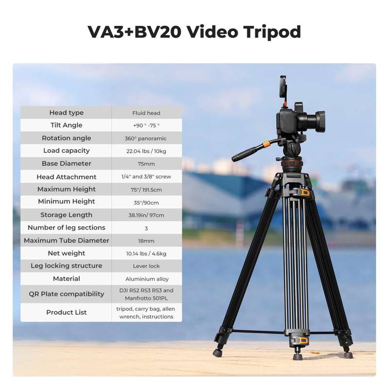 K&F Fluid-Director Video Tripod with 75mm Bowl for Professionals | KF09.148