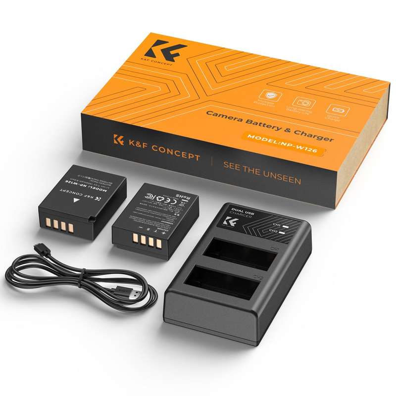 K&F Fuji NP-W126 Battery Kit - 2 Batteries and Dual Charger | KF28.0030